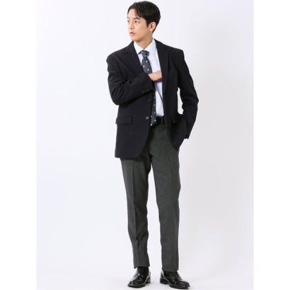 タカキュー TAKA-Q ジャケット メンズ ビジネス ストレッチ スリム 2ボタン テーラード モーデュロイ プリント 紺 （紺）｜詳細画像