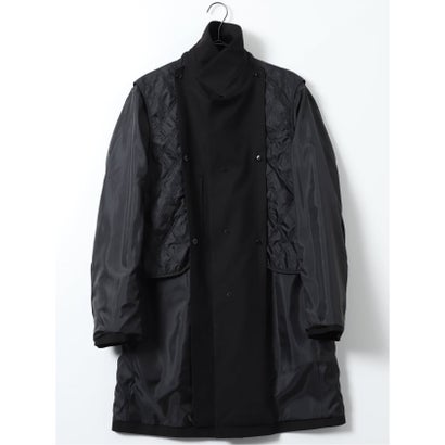 タカキュー TAKA-Q コート メンズ ビジネス 撥水 ライナー付き ステンカラー 比翼 4ボタン ミドル 黒 （黒）｜詳細画像