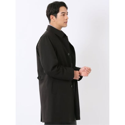 タカキュー TAKA-Q コート メンズ ビジネス 撥水 ライナー付き ステンカラー 比翼 4ボタン ミドル 黒 （黒）｜詳細画像