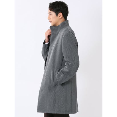 タカキュー TAKA-Q コート メンズ ビジネス スタンドカラー 比翼 5ボタン ロング ヘリンボン グレー （グレー）｜詳細画像