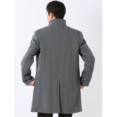 タカキュー TAKA-Q コート メンズ ビジネス スタンドカラー 比翼 5ボタン ロング ヘリンボン グレー （グレー）｜詳細画像