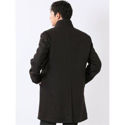 タカキュー TAKA-Q コート メンズ ビジネス スタンドカラー 比翼 5ボタン ロング ヘリンボン 茶 （茶）｜詳細画像