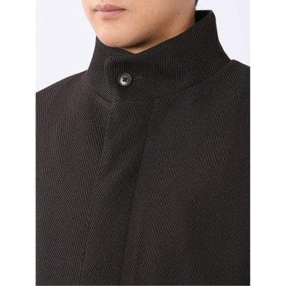 タカキュー TAKA-Q コート メンズ ビジネス スタンドカラー 比翼 5ボタン ロング ヘリンボン 茶 （茶）｜詳細画像