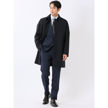 タカキュー TAKA-Q コート メンズ ビジネス 撥水 ライナー付き ステンカラー 比翼 4ボタン ミドル 紺 （紺）｜詳細画像