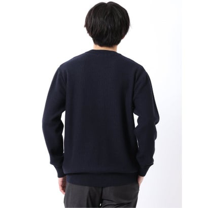ニット プルオーバー メンズ 長袖 ストレッチ ウォッシャブル クルーネック セーター ふわもち 鹿の子 （ベージュ）｜詳細画像