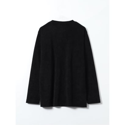 Tシャツ メンズ 長袖 ストレッチ クルーネック 幾何学 ジャガード カットモール （黒）｜詳細画像
