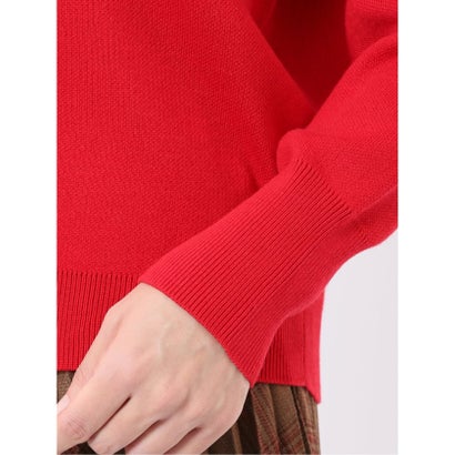 タカキュー TAKA-Q ニット カーディガン レディース 長袖 ストレッチ ウォッシャブル 静電防止 アンチピリング 綿混 ラグラン セーター （赤）｜詳細画像