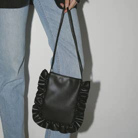 フェイクレザー フリル ミニ ショルダー バッグ （ブラック）