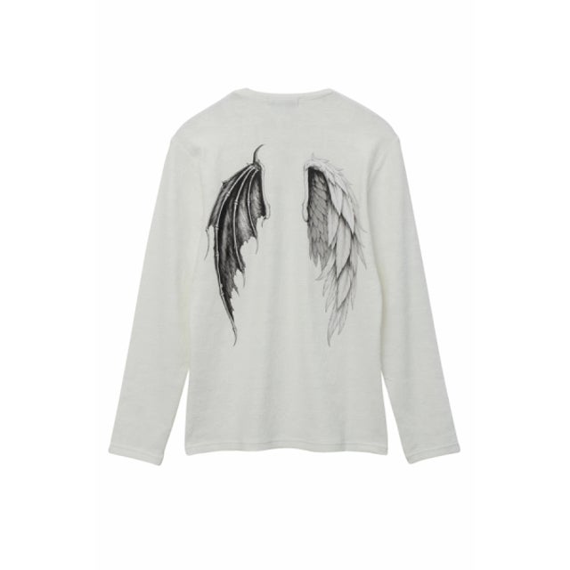∴ツインウイング バックプリント長袖Tシャツ （ホワイト）
