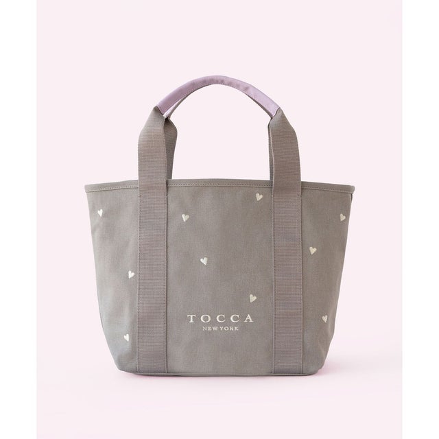 【WEB＆一部店舗限定】LUCKY SHOWER CANVASTOTE キャンバス トートバッグ （グレー×ハート柄）
