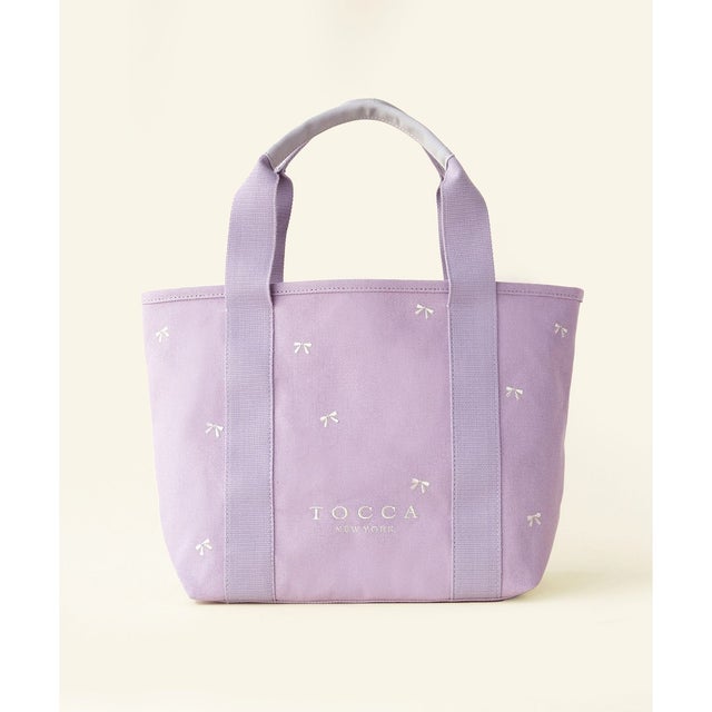 【WEB＆一部店舗限定】LUCKY SHOWER CANVASTOTE キャンバス トートバッグ （ラベンダー×リボン柄）