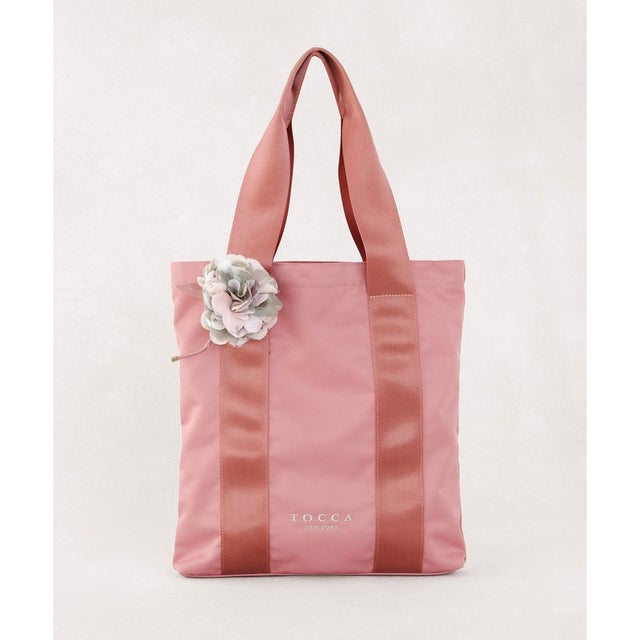 【アップサイクルコサージュ付き・美香＆Lov?coコラボ・数量限定・A4サイズ対応】FLOWER IN HEART BAG バッグ （ピンク×カーネーション）