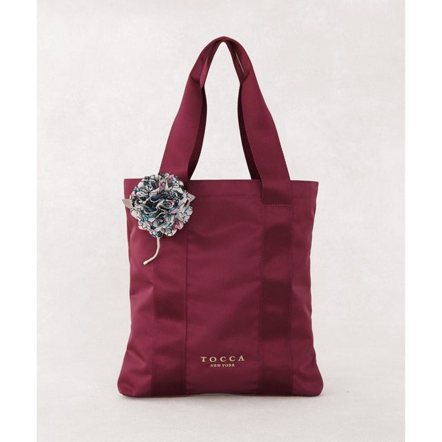 【アップサイクルコサージュ付き・美香＆Lov?coコラボ・数量限定・A4サイズ対応】FLOWER IN HEART BAG バッグ （ボルドー×カーネーション）