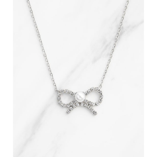 GLITTER RIBBIN NECKLACE ネックレス （シルバー×パール系）