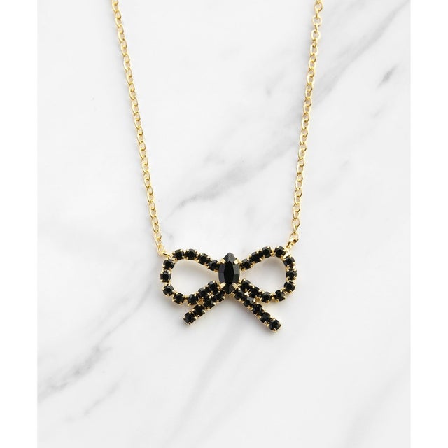 GLITTER RIBBIN NECKLACE ネックレス （ゴールド×ブラック系）