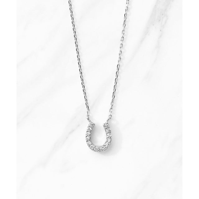 【WEB限定】DIAMOND HORSESHOE K10WG NECKLACE K10ホワイトゴールド ダイヤモンド ネックレス （ホワイトゴールド系）