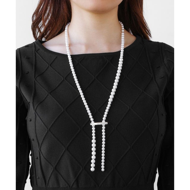 RANDOM PEARL LARIAT NECKLACE ネックレス （シルバー系）