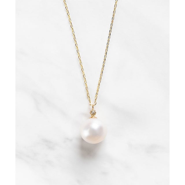 【WEB限定】NOBLE PEARL NECKLACE K10淡水パール ダイヤモンド ネックレス （ゴールド系）