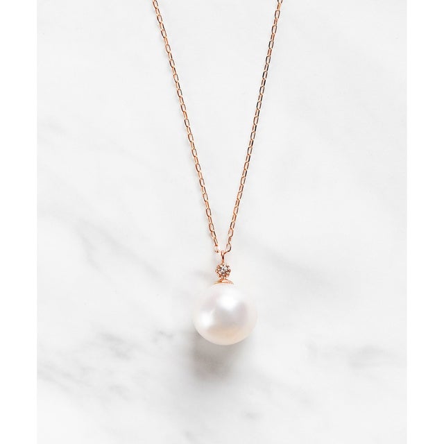 【WEB限定】NOBLE PEARL NECKLACE K10淡水パール ダイヤモンド ネックレス （ピンクゴールド系）