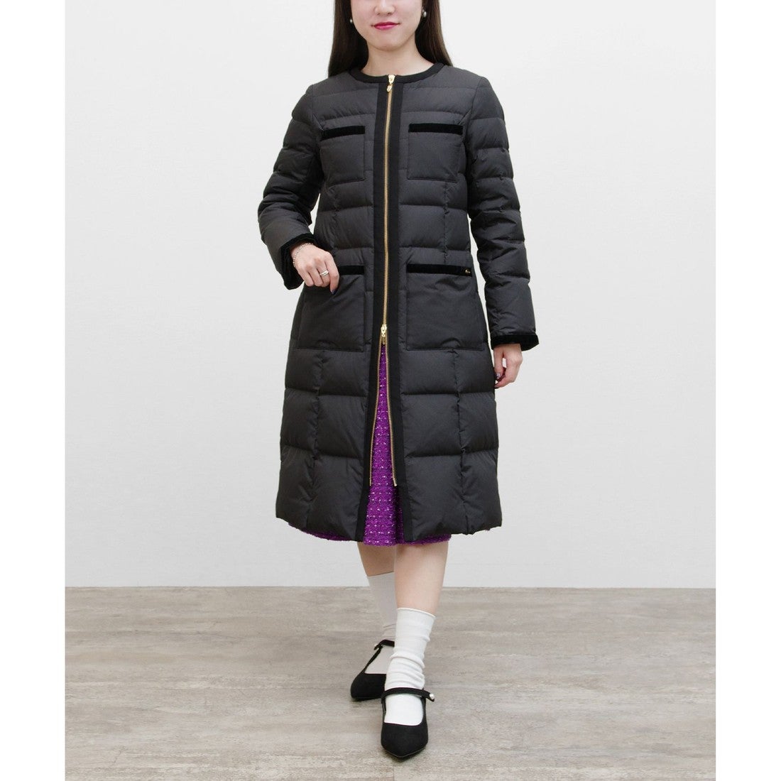 TOCCA トッカ ロングダウンコート 袖リボン アイボリー｜レディース