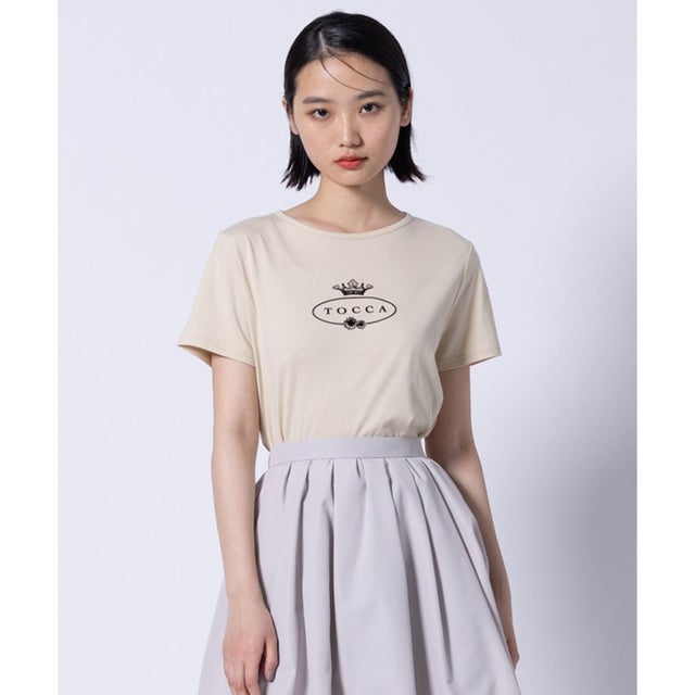 【洗える】HALLMARK FLOCKY LOGO TEE Tシャツ （ベージュ系）