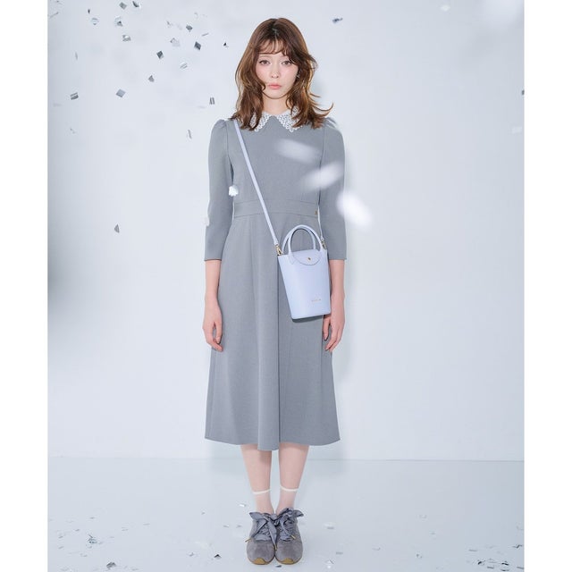 【八木アリサさん着用】【WEB限定カラーあり・消臭】SWEET TEA TIME LACE ドレス （ライトグレー系）
