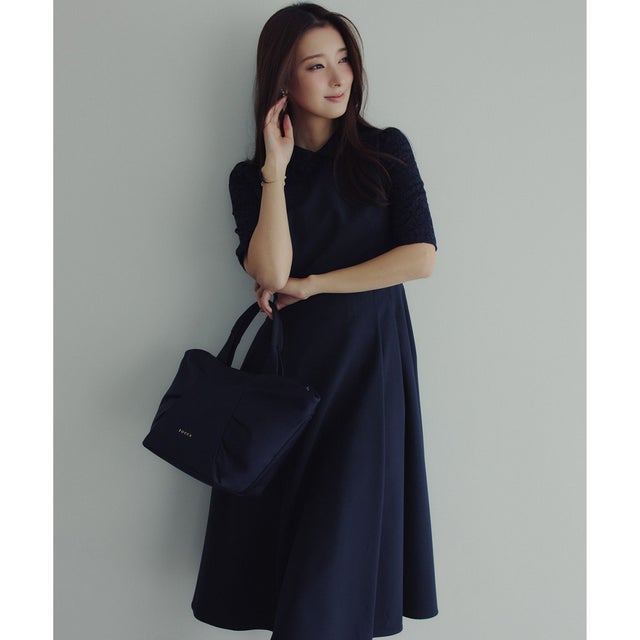 LACE A LA CARTE HALF SLEEVE ドレス （ネイビー系）