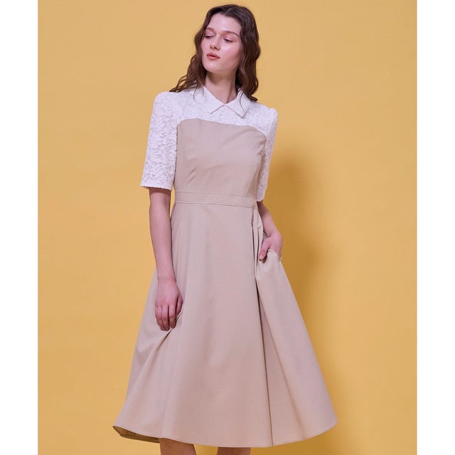 LACE A LA CARTE HALF SLEEVE ドレス （ブラウン系）