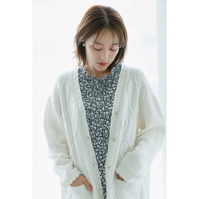 【chayさん着用】HEART HUG KNIT カーディガン （アイボリー系）