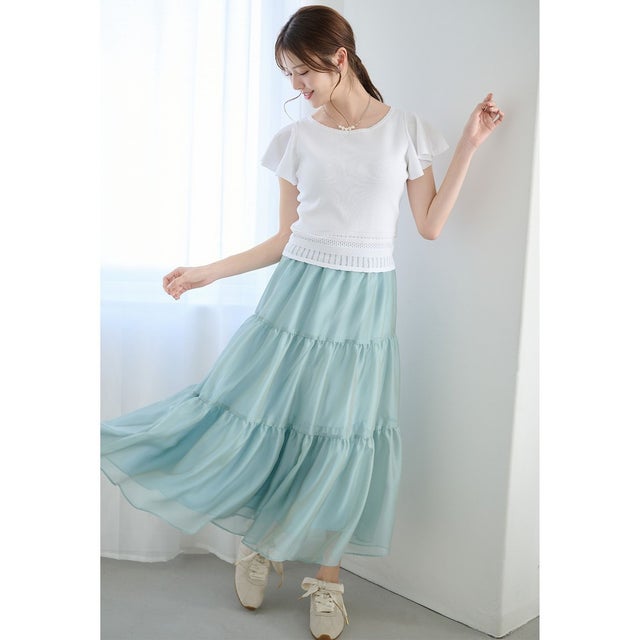 CRYSTAL SHEER スカート （スモーキーグリーン系）