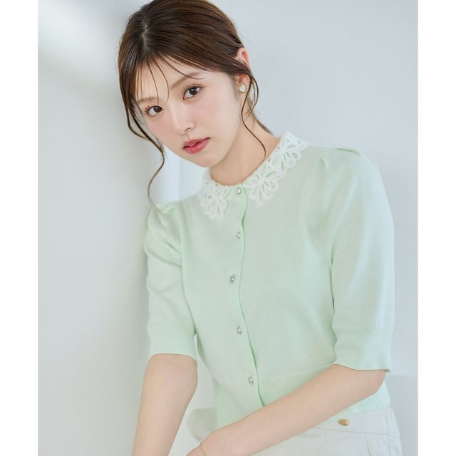 【chayさん着用】MOONLIT MUSE SHORTSLEEVE カーディガン （グリーン系）
