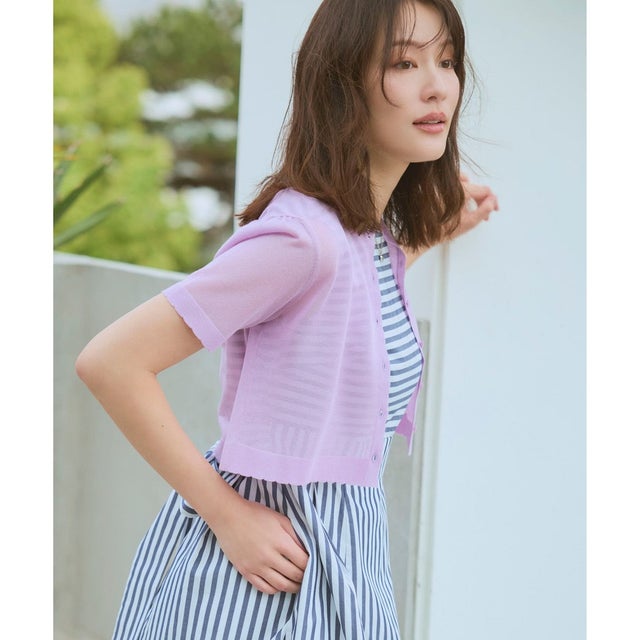 【星風まどかさん着用】SHEER JEWEL KNIT シアーニットカーディガン （ライラック系）
