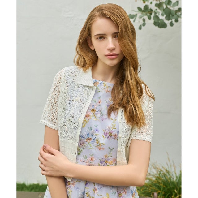 【星風まどかさん着用】SPIDER LACE KNIT レースニットカーディガン （アイボリー系）