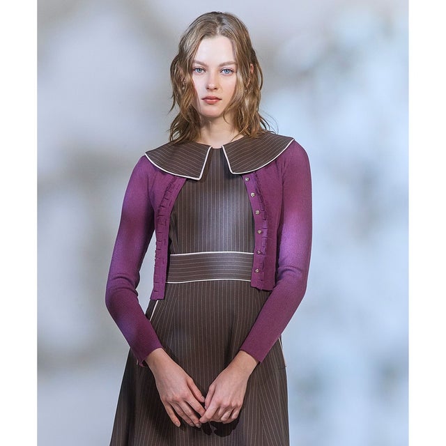 TUCK FRILL KNIT カーディガン （パープル系）