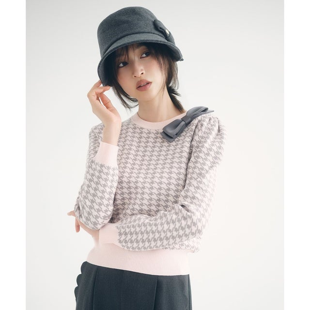 HOUNDTOOTH RIBBON ニット （ピンク系5）
