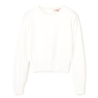 CHIFFON LACE KNIT ニットトップス （ブラック系）｜詳細画像