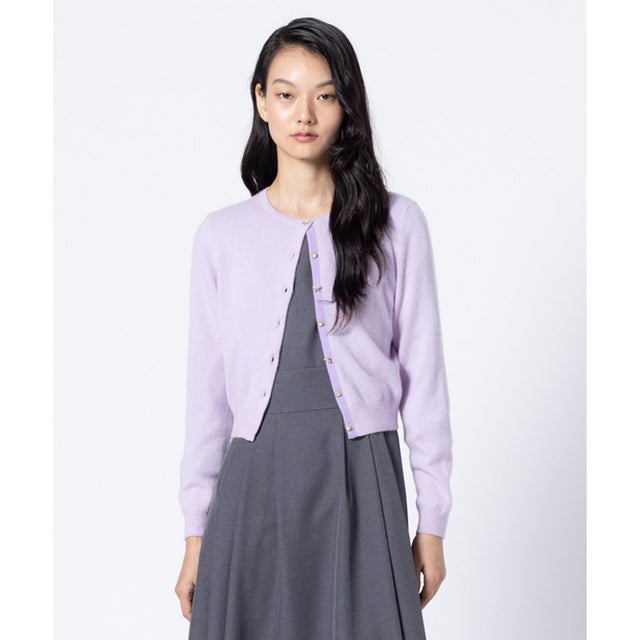 【高垣麗子さん着用】RIBBON BIJOUX CASHMERE カシミヤ カーディガン （ライラック系）