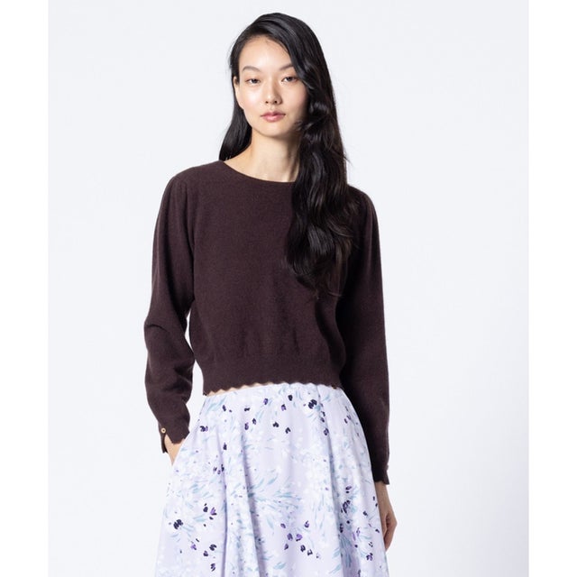 【高垣麗子さん着用】RIBBON BIJOUX CASHMERE カシミヤ プルオーバー （ブラウン系）