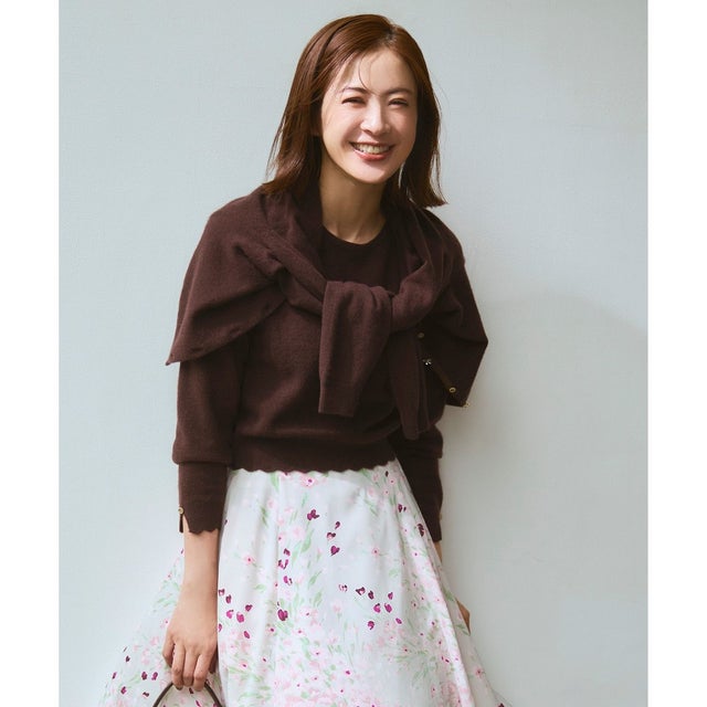 【高垣麗子さん着用】RIBBON BIJOUX CASHMERE カシミヤ プルオーバー （ブラウン系）