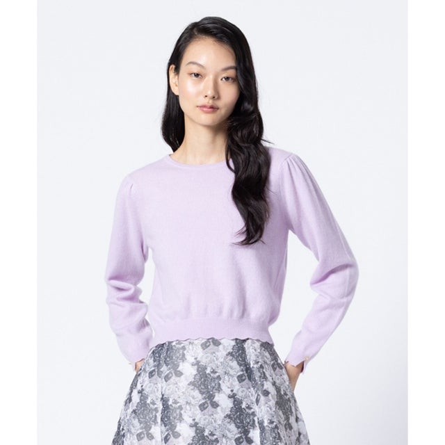 【高垣麗子さん着用】RIBBON BIJOUX CASHMERE カシミヤ プルオーバー （ライラック系）