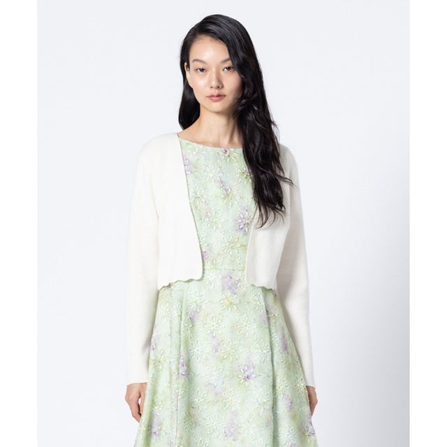 RIBBON BIJOUX CASHMERE ボレロ （アイボリー系）