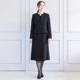 洗える｜サテン切り替えの1つボタンアンサンブル （ブラック）