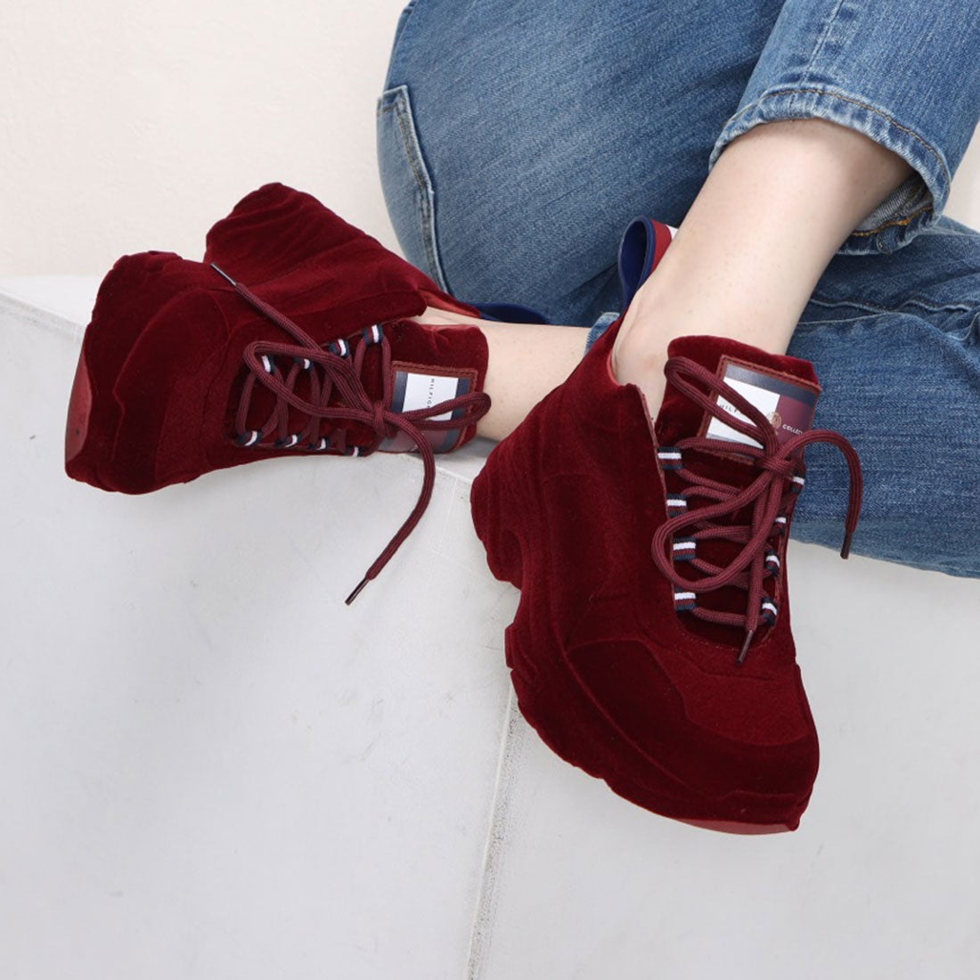 トミー ヒルフィガー TOMMY HILFIGER HCW FLOCK SNEAKER （ブルー 