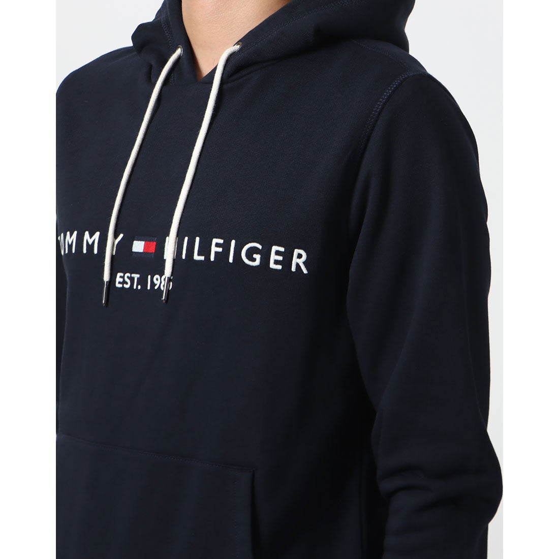 トミー ヒルフィガー TOMMY HILFIGER ロゴフリースフーディ （ネイビー 