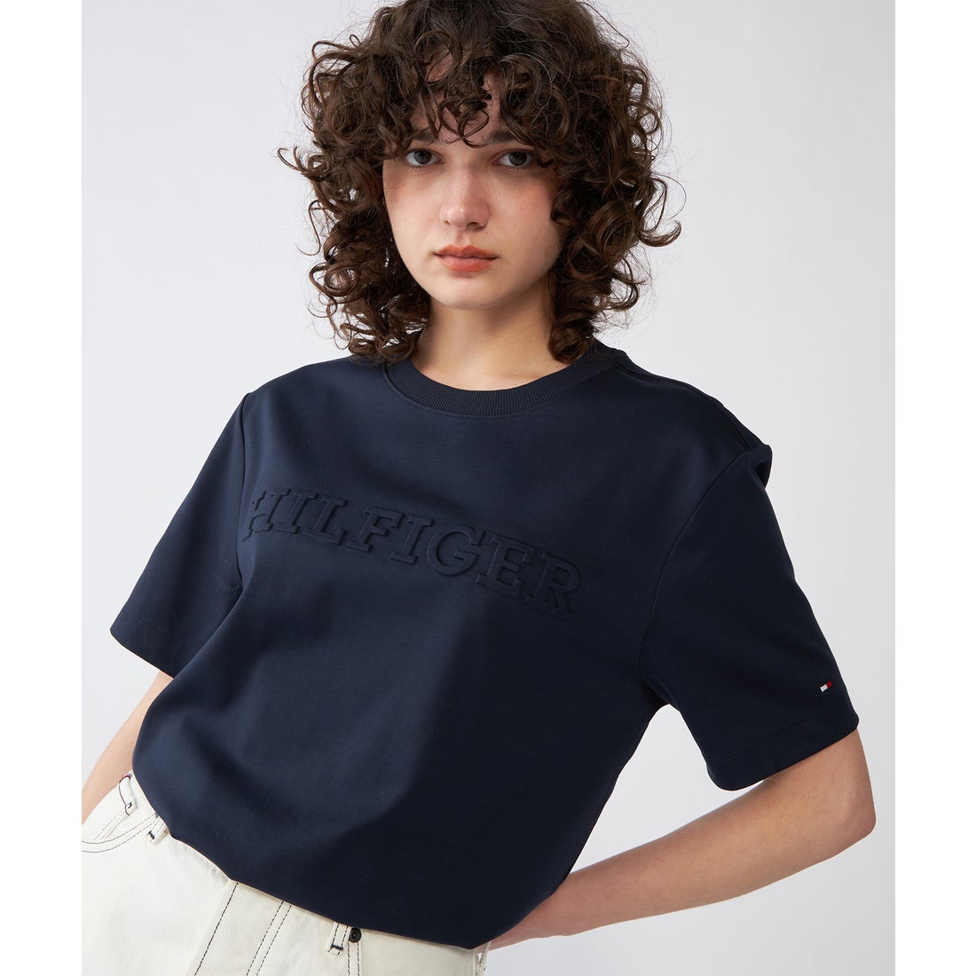 トミー ヒルフィガー TOMMY HILFIGER インターロックエンボスTシャツ （ネイビー） -ファッション通販 FASHION WALKER