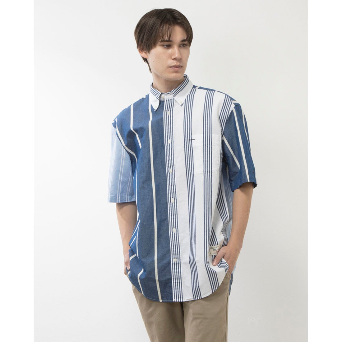 トミー ヒルフィガー TOMMY HILFIGER リネンブロッキングストライプ 