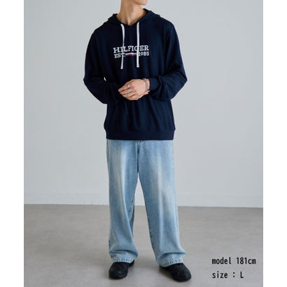 トミー ヒルフィガー TOMMY HILFIGER ロゴプリント パーカー 09T4505 （ネイビー）｜詳細画像