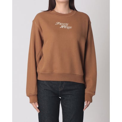 トミー ヒルフィガー TOMMY HILFIGER クルーネックスウェットプルオーバー （ブラウン）｜詳細画像