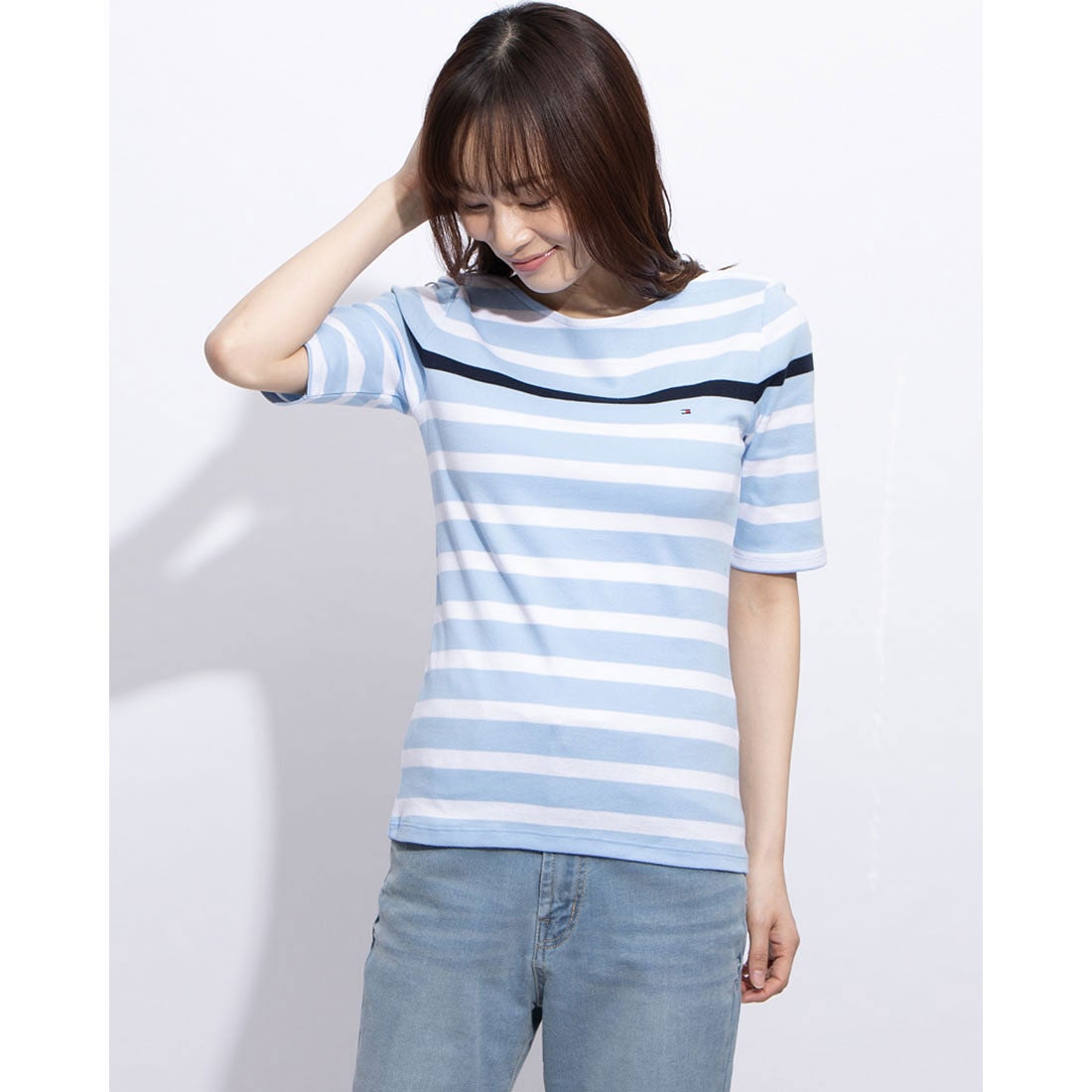 トミー ヒルフィガー TOMMY HILFIGER ボーダー ボートネック Tシャツ