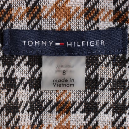 トミー ヒルフィガー TOMMY HILFIGER チェックジャンパースカートと白ブラウスドッキングワンピース （ブラウン）｜詳細画像